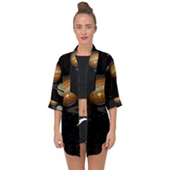 Outer Space Planets Solar System Open Front Chiffon Kimono by Sapixe