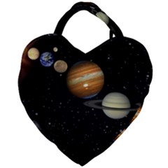 Outer Space Planets Solar System Giant Heart Shaped Tote by Sapixe