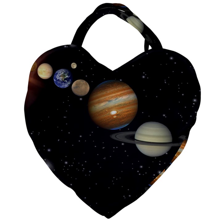 Outer Space Planets Solar System Giant Heart Shaped Tote