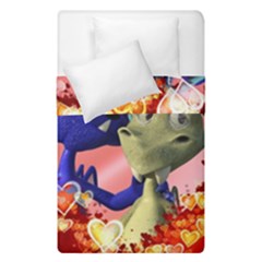 Ove Hearts Cute Valentine Dragon Duvet Cover Double Side (single Size) by Sapixe