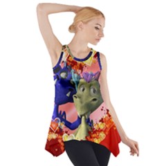 Ove Hearts Cute Valentine Dragon Side Drop Tank Tunic by Sapixe