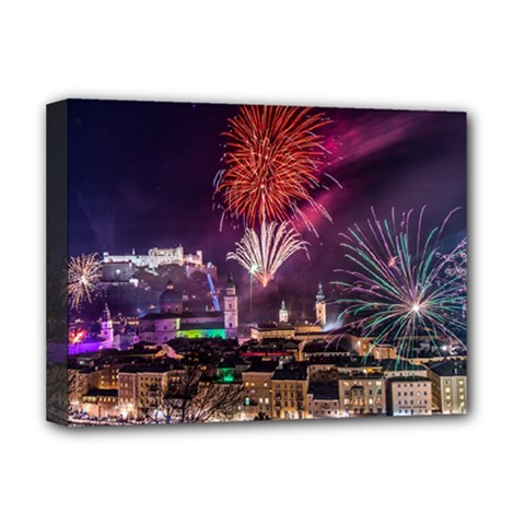 New Year New Year’s Eve In Salzburg Austria Holiday Celebration Fireworks Deluxe Canvas 16  X 12   by Sapixe