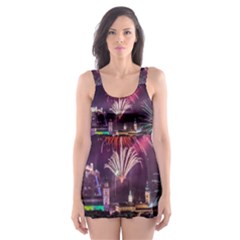 New Year New Year’s Eve In Salzburg Austria Holiday Celebration Fireworks Skater Dress Swimsuit by Sapixe