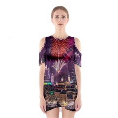 New Year New Year’s Eve In Salzburg Austria Holiday Celebration Fireworks Shoulder Cutout One Piece by Sapixe