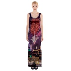 New Year New Year’s Eve In Salzburg Austria Holiday Celebration Fireworks Maxi Thigh Split Dress by Sapixe