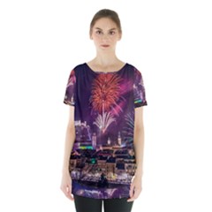 New Year New Year’s Eve In Salzburg Austria Holiday Celebration Fireworks Skirt Hem Sports Top by Sapixe