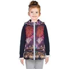 New Year New Year’s Eve In Salzburg Austria Holiday Celebration Fireworks Kid s Hooded Puffer Vest by Sapixe