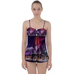 New Year New Year’s Eve In Salzburg Austria Holiday Celebration Fireworks Babydoll Tankini Set by Sapixe