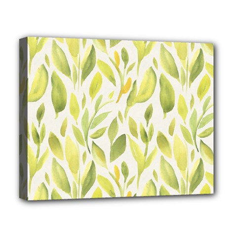 Green Leaves Nature Patter Deluxe Canvas 20  X 16   by paulaoliveiradesign