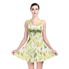 Green Leaves Nature Patter Reversible Skater Dress by paulaoliveiradesign