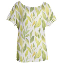 Green Leaves Nature Patter Women s Oversized Tee by paulaoliveiradesign