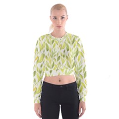 Green Leaves Nature Patter Cropped Sweatshirt