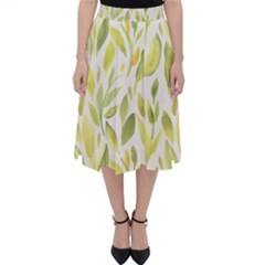 Green Leaves Nature Patter Folding Skater Skirt by paulaoliveiradesign