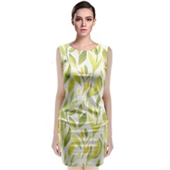 Green Leaves Nature Patter Classic Sleeveless Midi Dress