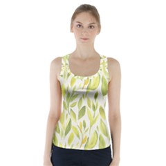 Green Leaves Nature Patter Racer Back Sports Top by paulaoliveiradesign