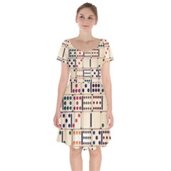 Old Domino Stones Short Sleeve Bardot Dress by Sapixe