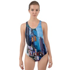 New York City Cut-out Back One Piece Swimsuit by Sapixe