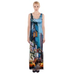 New York City Maxi Thigh Split Dress by Sapixe