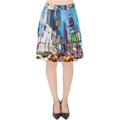 New York City Velvet High Waist Skirt by Sapixe