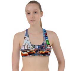 New York City Criss Cross Racerback Sports Bra by Sapixe