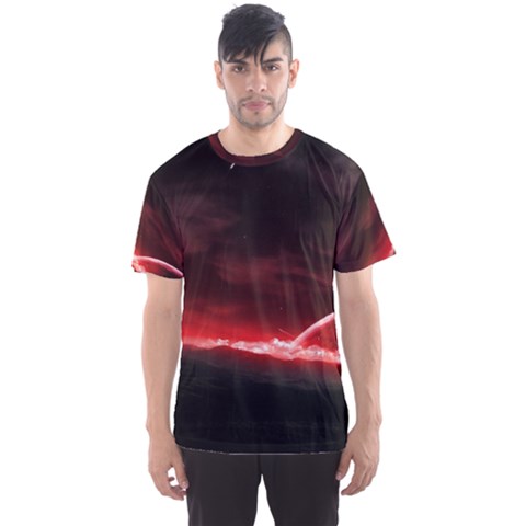 Outer Space Red Stars Star Men s Sports Mesh Tee by Sapixe