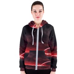 Outer Space Red Stars Star Women s Zipper Hoodie by Sapixe