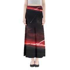 Outer Space Red Stars Star Full Length Maxi Skirt by Sapixe