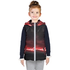 Outer Space Red Stars Star Kid s Hooded Puffer Vest by Sapixe