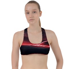 Outer Space Red Stars Star Criss Cross Racerback Sports Bra by Sapixe