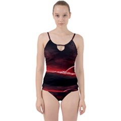 Outer Space Red Stars Star Cut Out Top Tankini Set by Sapixe