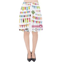 Owl Pattern Velvet High Waist Skirt by Sapixe