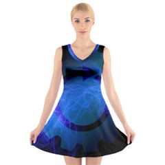 Particles Gear Circuit District V-neck Sleeveless Skater Dress by Sapixe