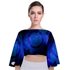 Particles Gear Circuit District Tie Back Butterfly Sleeve Chiffon Top by Sapixe