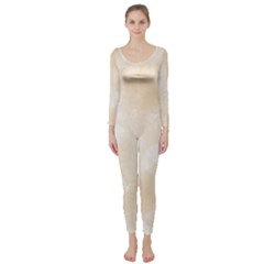 Pattern Background Beige Cream Long Sleeve Catsuit by Sapixe