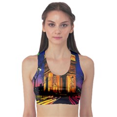 Paris Cityscapes Lights Multicolor France Sports Bra by Sapixe