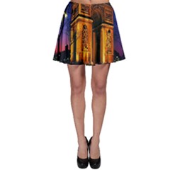 Paris Cityscapes Lights Multicolor France Skater Skirt by Sapixe