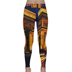 Paris Cityscapes Lights Multicolor France Classic Yoga Leggings by Sapixe