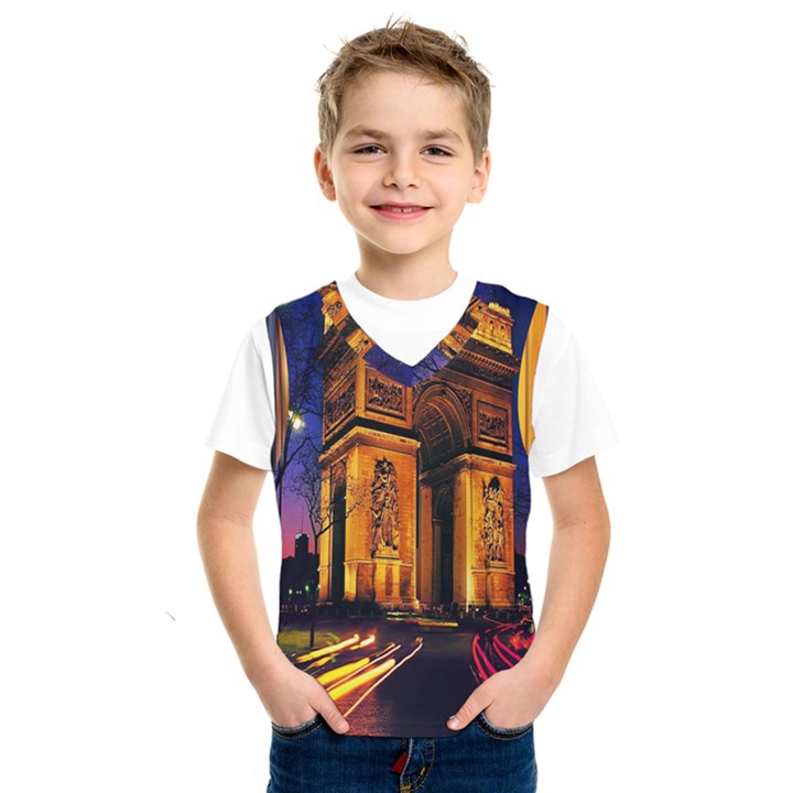 Paris Cityscapes Lights Multicolor France Kids  SportsWear