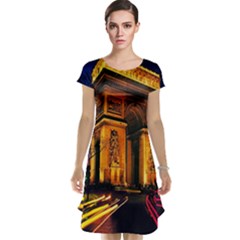 Paris Cityscapes Lights Multicolor France Cap Sleeve Nightdress by Sapixe