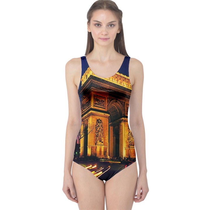 Paris Cityscapes Lights Multicolor France One Piece Swimsuit