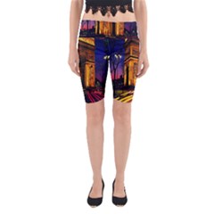 Paris Cityscapes Lights Multicolor France Yoga Cropped Leggings by Sapixe