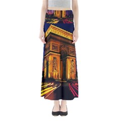 Paris Cityscapes Lights Multicolor France Full Length Maxi Skirt by Sapixe