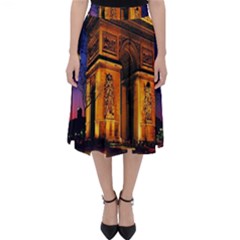 Paris Cityscapes Lights Multicolor France Folding Skater Skirt by Sapixe