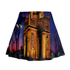 Paris Cityscapes Lights Multicolor France Mini Flare Skirt by Sapixe