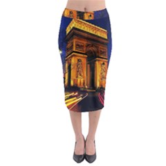 Paris Cityscapes Lights Multicolor France Midi Pencil Skirt by Sapixe