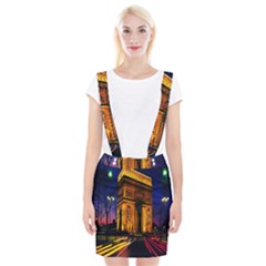 Paris Cityscapes Lights Multicolor France Braces Suspender Skirt by Sapixe