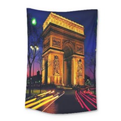 Paris Cityscapes Lights Multicolor France Small Tapestry by Sapixe