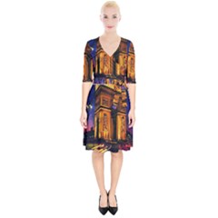 Paris Cityscapes Lights Multicolor France Wrap Up Cocktail Dress by Sapixe