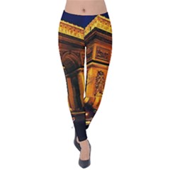 Paris Cityscapes Lights Multicolor France Velvet Leggings by Sapixe