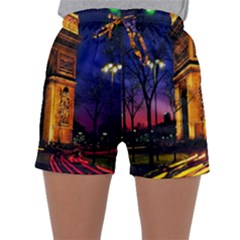 Paris Cityscapes Lights Multicolor France Sleepwear Shorts by Sapixe